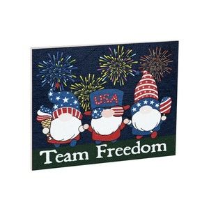 JennyGems Patriotic Decorations, Team Freedom Gnomes Wooden Sign, 4th of July